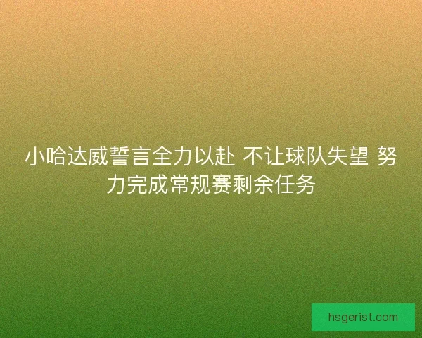 小哈达威誓言全力以赴 不让球队失望 努力完成常规赛剩余任务